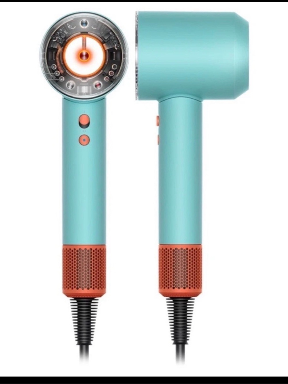 Dyson Hair Dryer in Aqua with Coral Accents